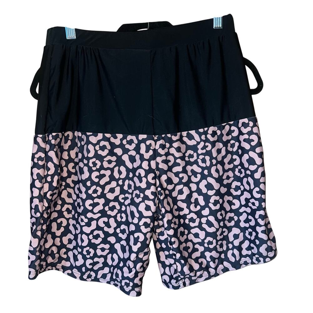NWOT Men’s Black Animal Print Half and Half PatPat Swim Trunks Size Medium
